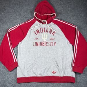 Adidas Indiana University Hoosiers Red Gray White Pullover Hoodie - Men's 2XL